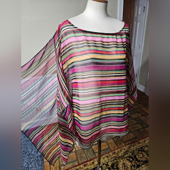 Dana Kay Tops - Dana Kay Striped Lightweight Cover 22W